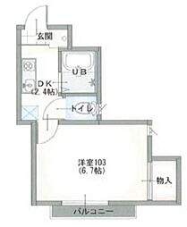 クレスト 1階1Kの間取り