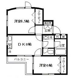 Sma白金長者丸 2DKの間取図画像
