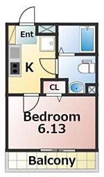 ラカーサフェリーチェ 1Kの間取図画像