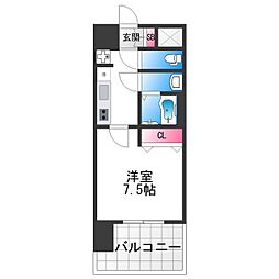 スプランディッド堺東DUE 1Kの間取図画像