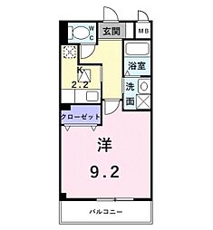 パークサイドヴィラ 1Kの間取図画像