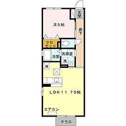 プランドール 1LDKの間取図画像