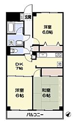 ペアヒルズ大野 3DKの間取図画像