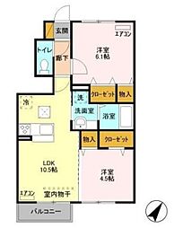 メタセコイア 2LDKの間取図画像