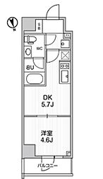 ALTERNA浅草 1DKの間取図画像