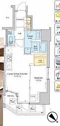 プラウドフラット文京千駄木 1LDKの間取図画像