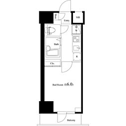 グローバン板橋 9階1Kの間取り