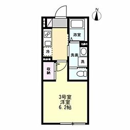 ベイルームグラン海老名 1Kの間取図画像