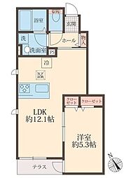 ミューク 1LDKの間取図画像