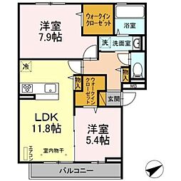パークタウン 2LDKの間取図画像