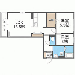 D-room平尾山荘通り 2LDKの間取図画像