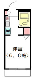 コーポラス田辺 1Kの間取図画像