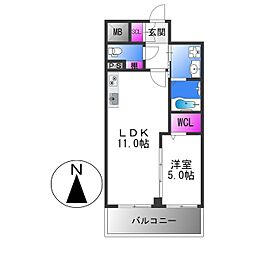 近鉄けいはんな線 荒本駅 徒歩3分の賃貸マンション 9階1LDKの間取り
