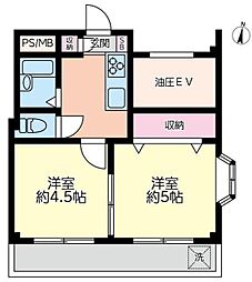 コーポあーさ相武台 2Kの間取図画像