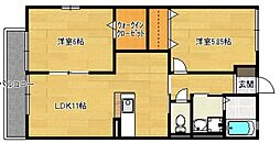 ヴィラ・ソフィアB 2LDKの間取図画像