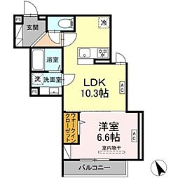 D Paina 中野島IIIA 1LDKの間取図画像