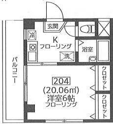 アーリエル 1Kの間取図画像
