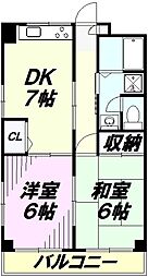 ＥＦビル 4階2DKの間取り