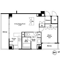 オークウッドハウス 1LDKの間取図画像