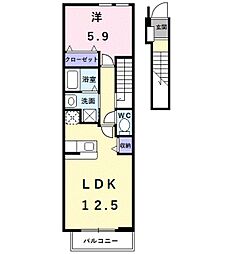 エクセレント大美野 1LDKの間取図画像