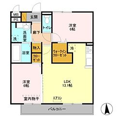 パーク・MIZUKI 2LDKの間取図画像