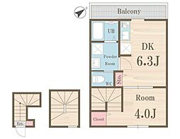 プライムガーデン東武練馬 3階1DKの間取り