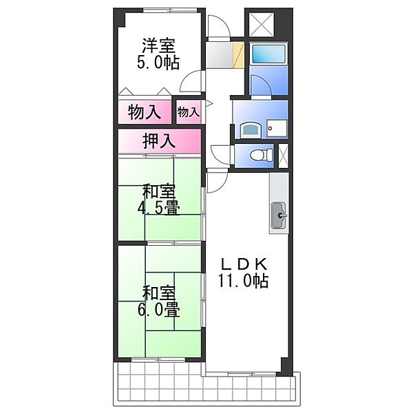 フローラル岸和田 ｜大阪府岸和田市上野町西(賃貸マンション3LDK・7階・65.65㎡)の写真 その2