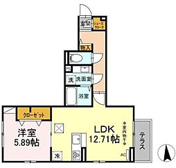 Dポルタ 1階1LDKの間取り