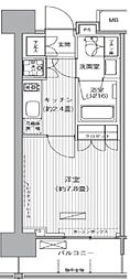 ヒューリックレジデンス千葉中央 7階1Kの間取り