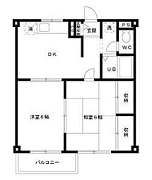 エステートピア青山 2DKの間取図画像