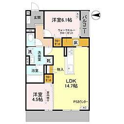 TORISIA千里丘III 2LDKの間取図画像