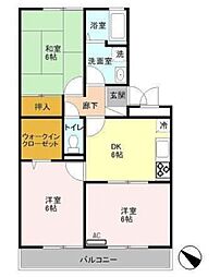 ロイヤルシャトー金子 3DKの間取図画像