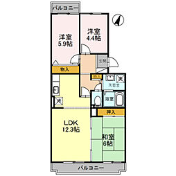 オースター6番館 3LDKの間取図画像