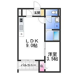 高石市西取石3丁目アパート 1LDKの間取図画像