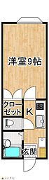 ラトゥールサガンB 1Kの間取図画像