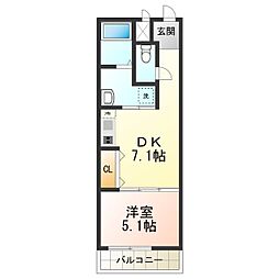 フジパレス堺初芝 1DKの間取図画像