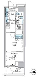 パークアクシス新宿百人町 1DKの間取図画像
