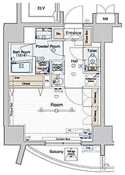 ベルグレード王子 1Kの間取図画像