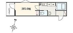 MELLAS南浦和V 1Kの間取図画像