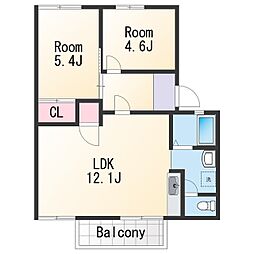 JR紀勢本線 紀三井寺駅 3.6kmの賃貸アパート 2階2LDKの間取り