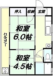 甲の原コーポ 2Kの間取図画像