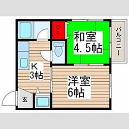 ローヤルコーポ浅野 5階2Kの間取り