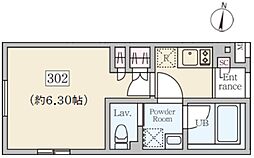 レーヴレジデンス初台 3階1Kの間取り