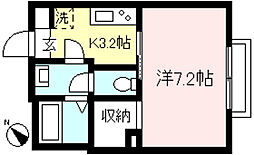 シャーメゾンウィステリア2 1Kの間取図画像