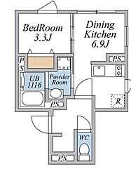 LEGALAND武蔵小山ANNEX 3階1DKの間取り