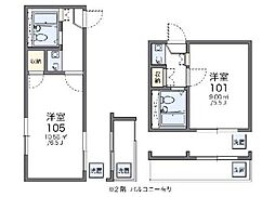 レオパレスシェモア1 1Kの間取図画像