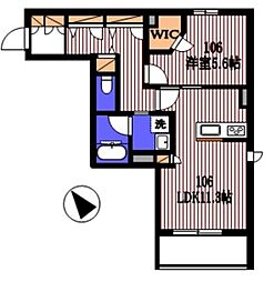 アリスティオ 1LDKの間取図画像