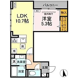 D'Bless横濱岸根公園II 1LDKの間取図画像