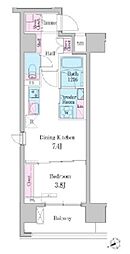 デュオメゾン品川戸越 1DKの間取図画像