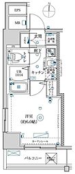 レーヴアデル千住新橋 1Kの間取図画像